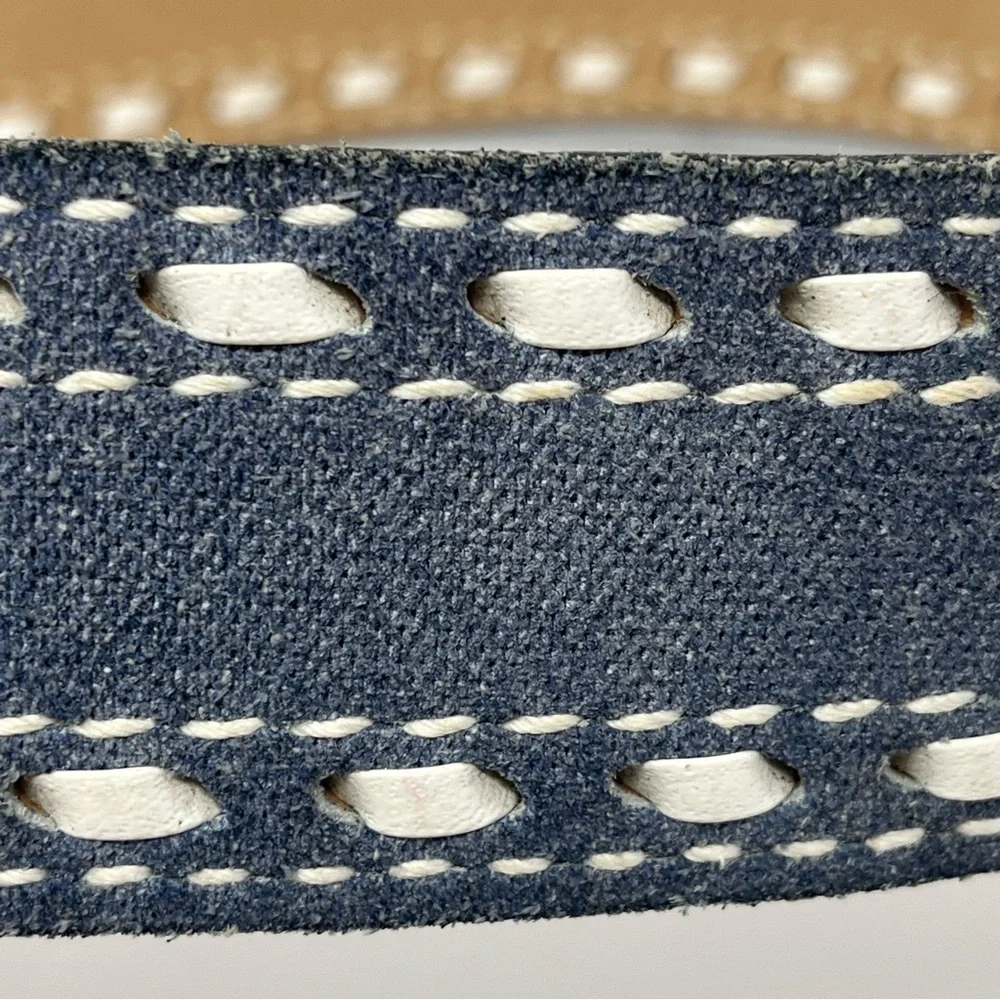 Justin Denim & leather belt with Rhinestone buckle M - Picture 9 of 11